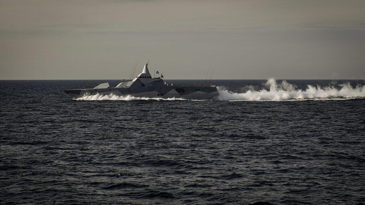 A Visby class corvette under way in the Baltic Sea